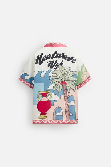 LANDSCAPE PRINT SATIN SHIRT - Pink by Zara - Image 7