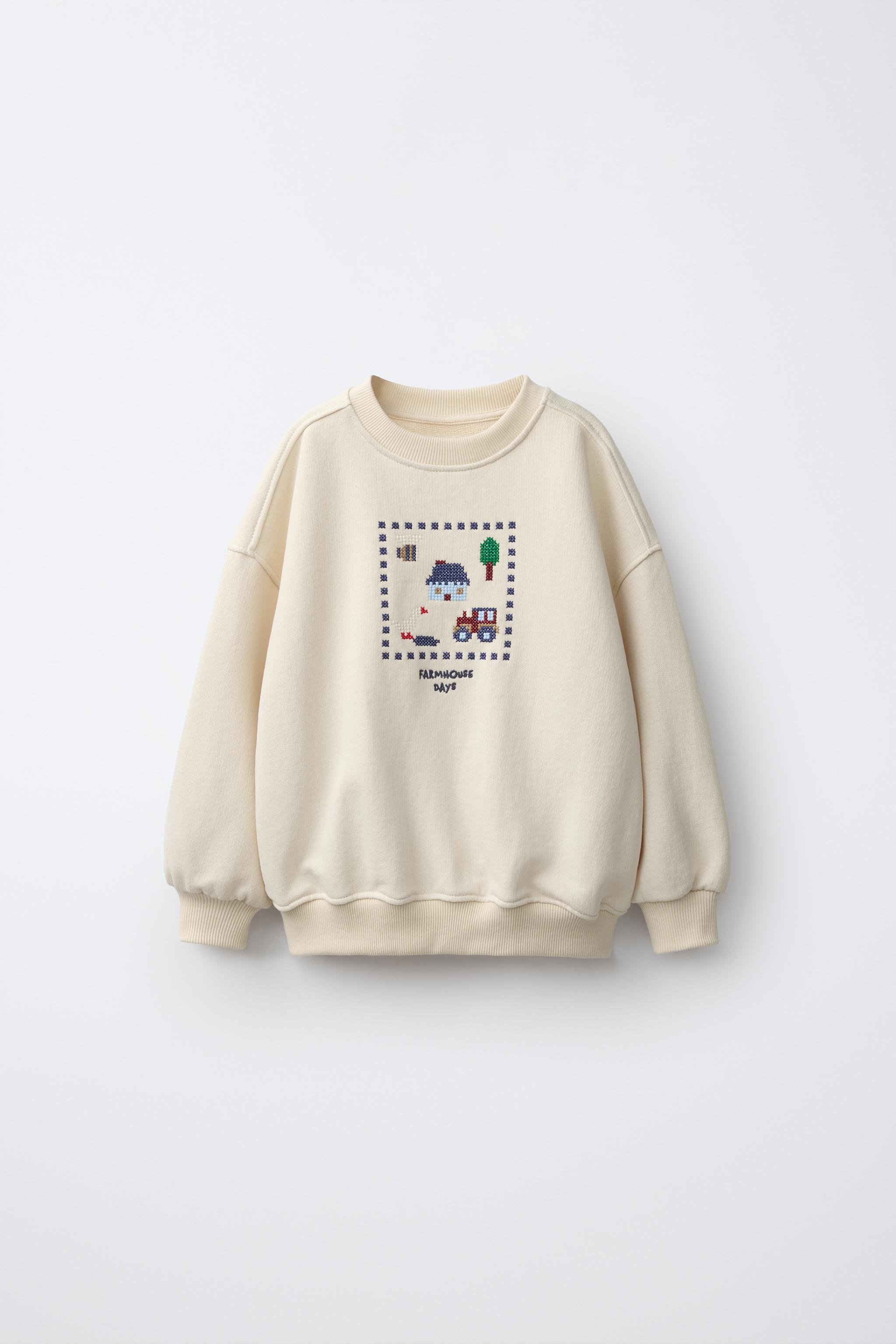 ファーム刺繍スウェットシャツ - エクリュ | ZARA Japan / 日本
