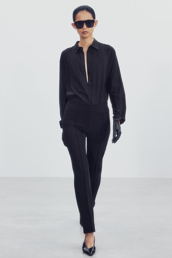 ZW COLLECTION TROUSERS WITH SEAM DETAIL - Black by Zara - Image 0