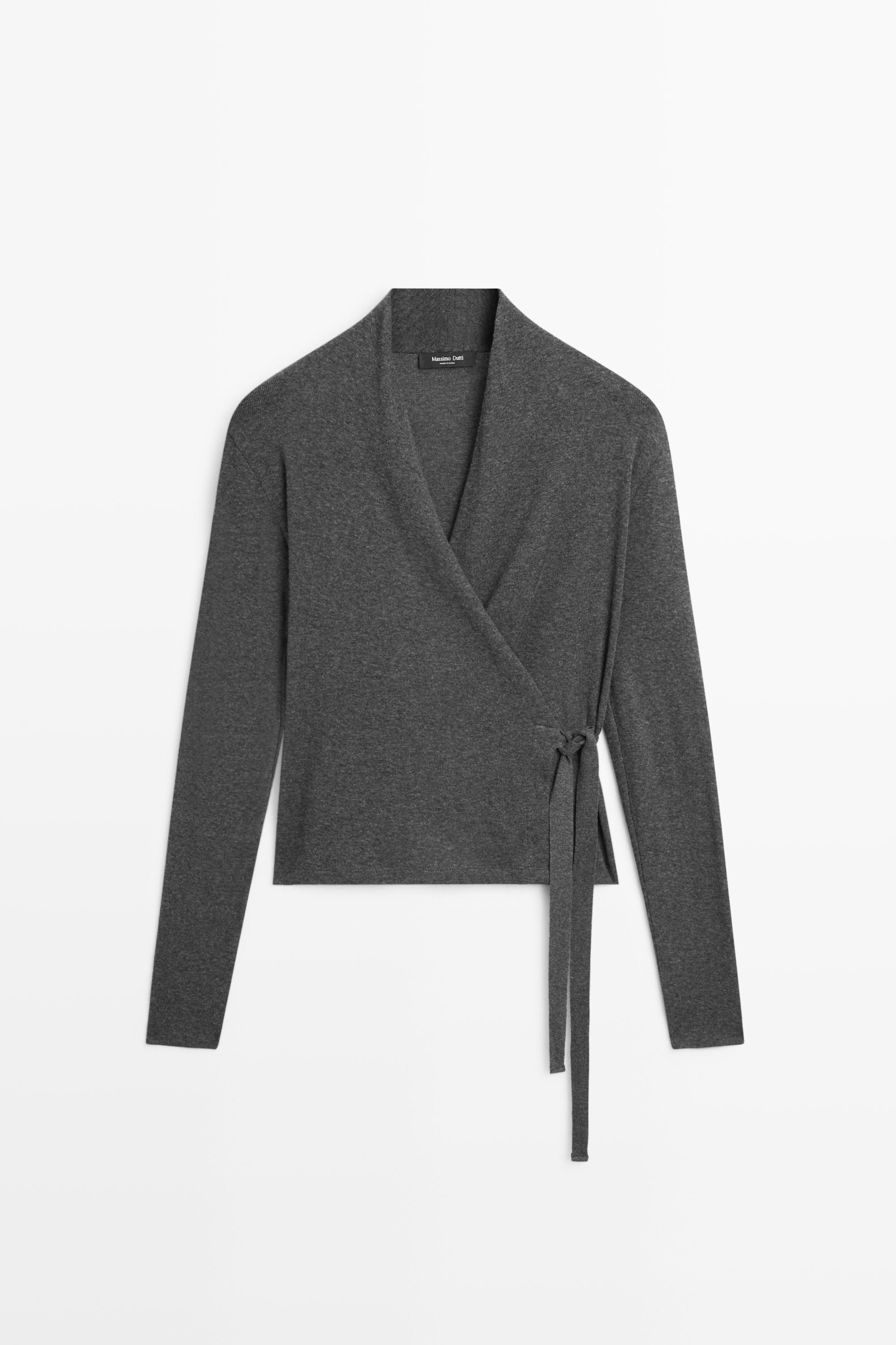Cotton-cashmere blend wrap T-shirt