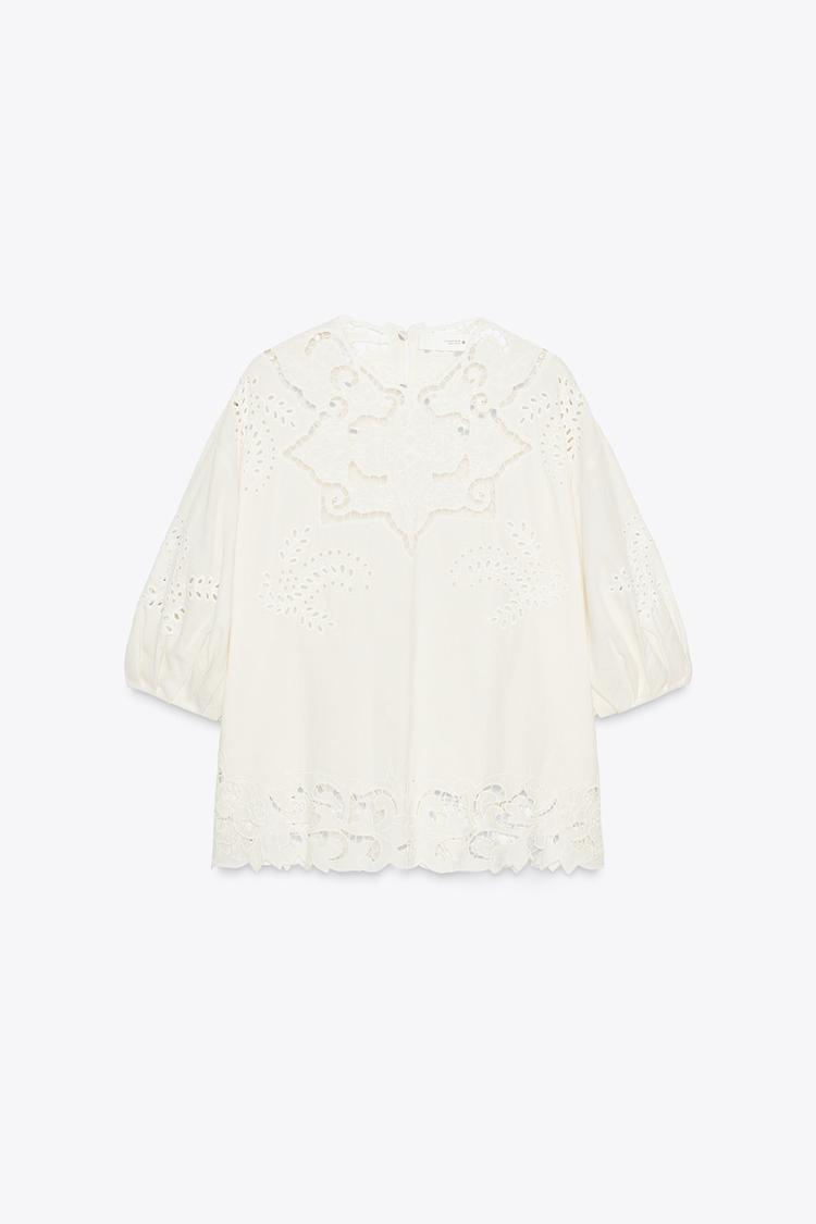 ZW COLLECTION EYELET EMBROIDERED BLOUSE