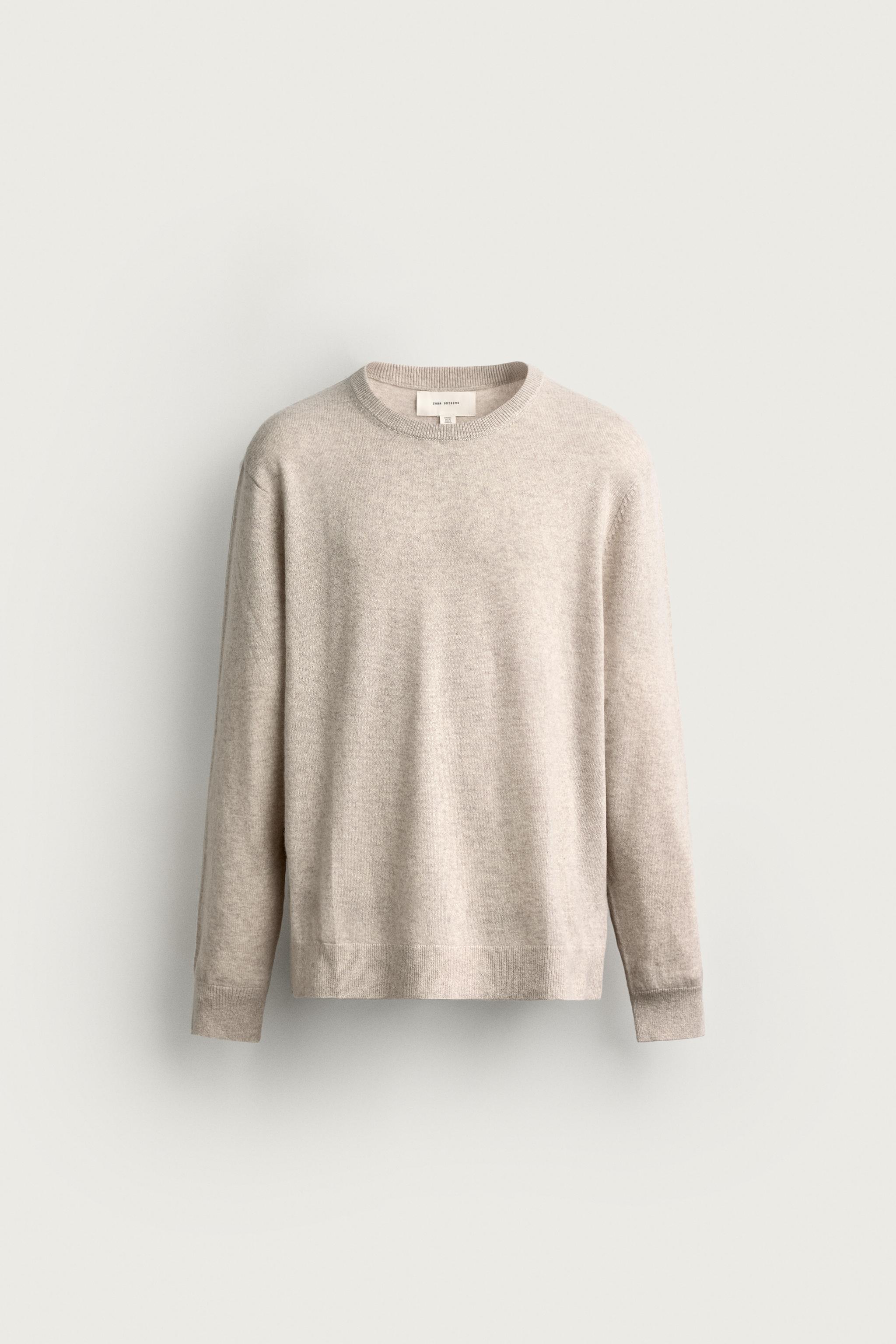 100% CASHMERE REGULAR FIT SWEATER — Ecru / Marl