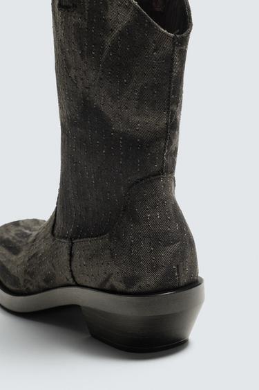 BOTTES COW-BOY EN DENIM - Noir de Zara - Image 5
