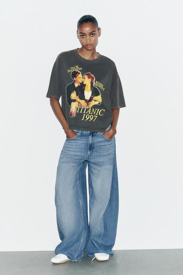 Zara TITANIC WASHED EFFECT T-SHIRT - Anthracite grey