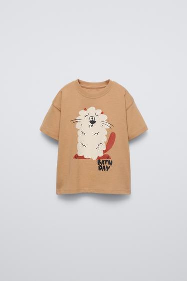 PRINTED T-SHIRT - Light brown by Zara - Image 0