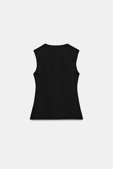 TOP GILET À BOUTONS - Noir de Zara - Image 6