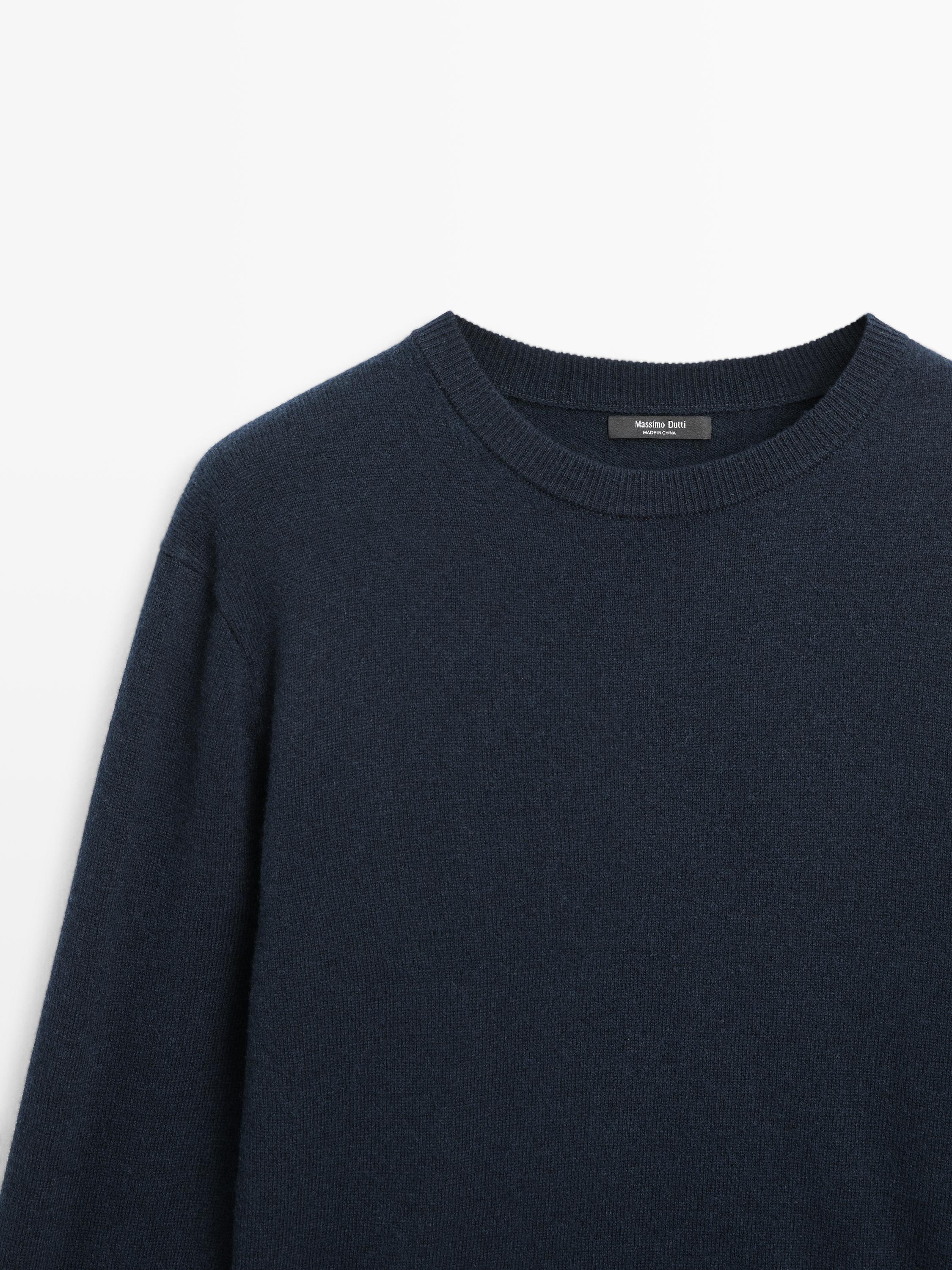 Pull à col rond en maille de laine mélangée