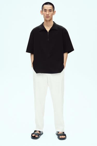 Zara 科技拉鍊 POLO 衫 - 黑色