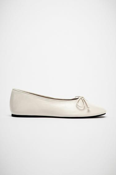 SAPATILHA DE COURO SOFT COM LAÇO - Branco-cru da Zara