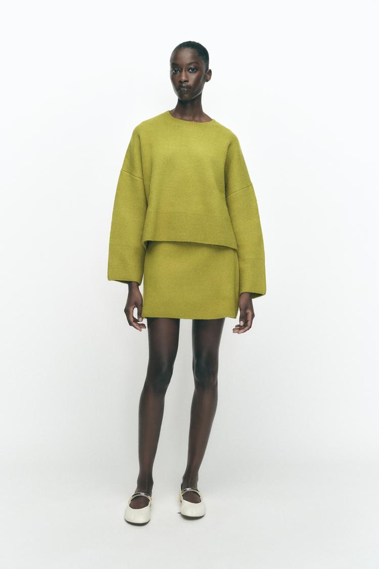 Knit Sweater With Mini Skirt BASIC KNIT MINI SKIRT Light Green
