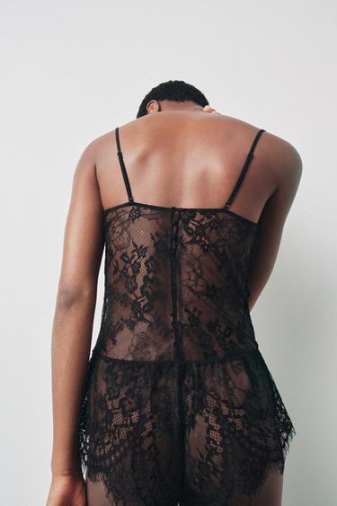COMBINAISON À BRETELLES EN DENTELLE - Noir de Zara - Image 2