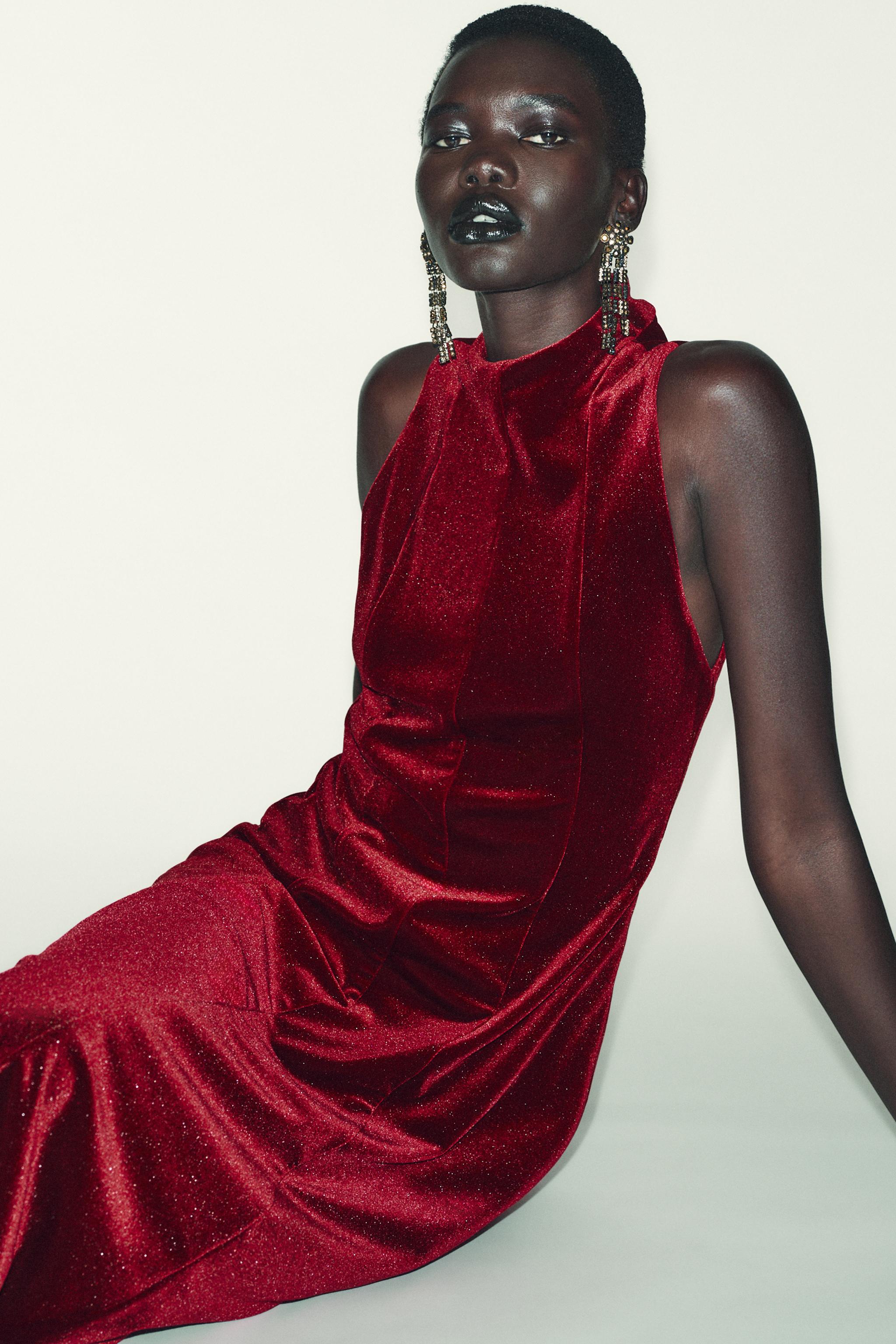 Zara VELVET MIDI DRESS | Place Rosemère