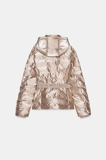 Zara FITTED CROPPED WINDPROOF ANORAK - Soft gold