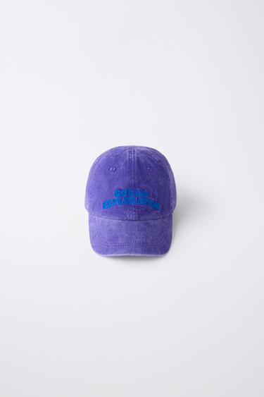 GORRA EFECTO LAVADO TEXTO BORDADO - Morado de Zara