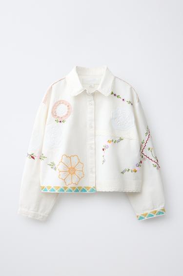 EMBROIDERED COTTON AND LINEN SHIRT - Ecru by Zara