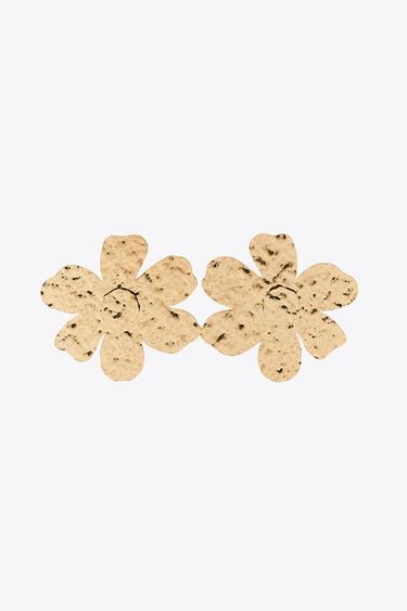 ENGRAVED FLOWER MAXI EARRINGS - Golden by Zara - Image 1