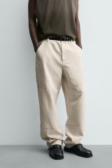 CALÇA CARPINTEIRO RELAX FIT - Cru da Zara