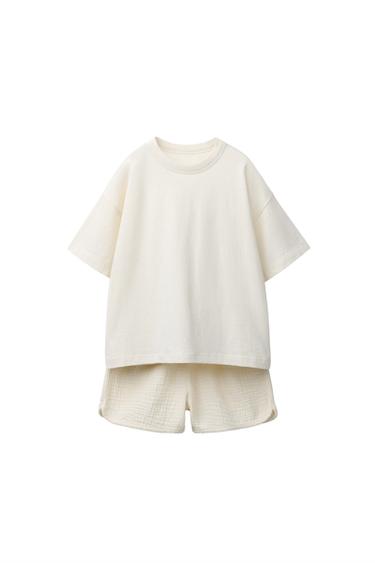 T-SHIRT AND BERMUDA SHORTS JOGGING SET - Ecru by Zara