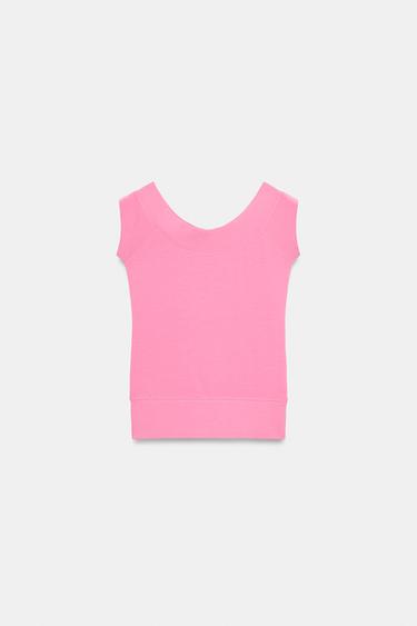 TOP CUELLO BARCO - Rosa tiza de Zara
