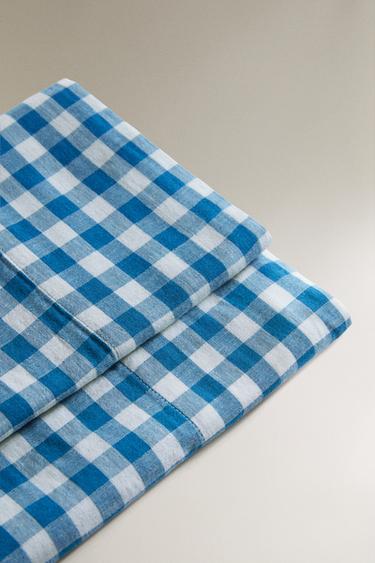CHECK COT PILLOWCASE AND FLAT SHEET SET - Bluish by Zara - Image 3