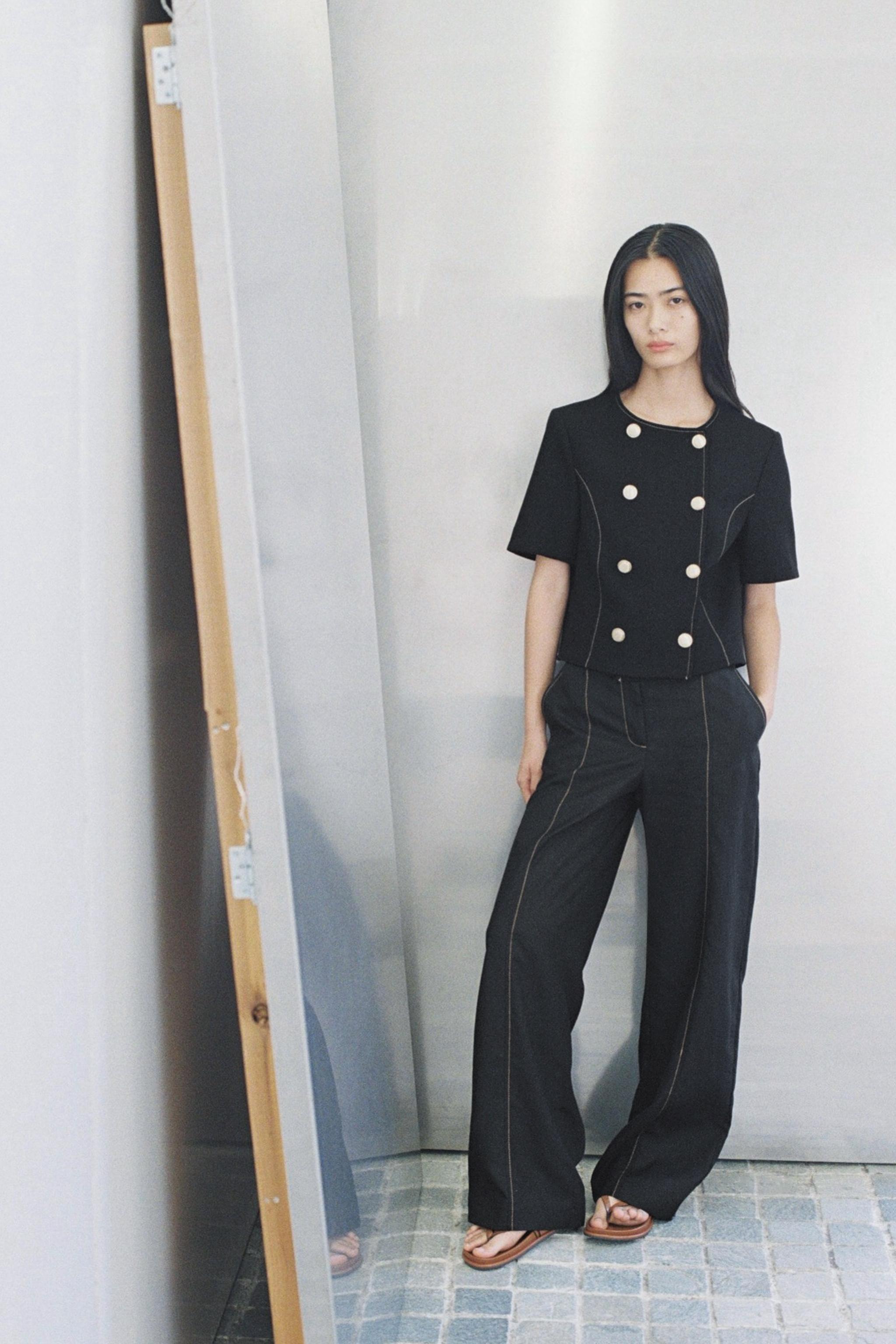 ZARA グレー テーラードクロップド丈ジャケット&ワイドパンツ ZARA グレー テーラードジャケット クロップド丈 - メルカリ