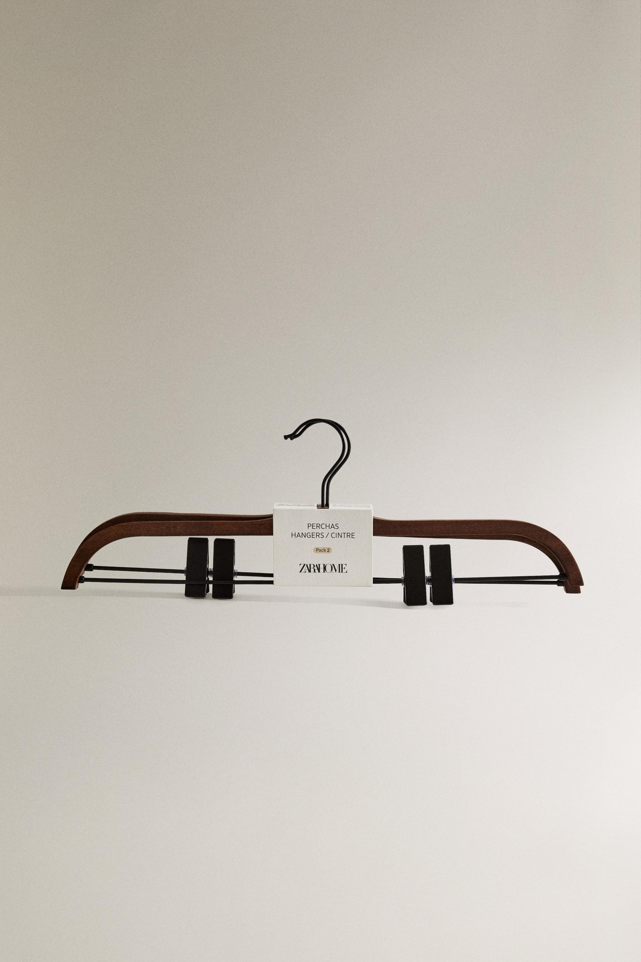 WOOD FINISH SKIRT HANGERS (PACK OF 2)