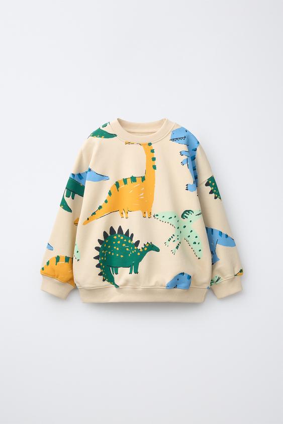 SUDADERA ESTAMPADO DINOSAURIOS - Crudo de Zara - Imagen 0