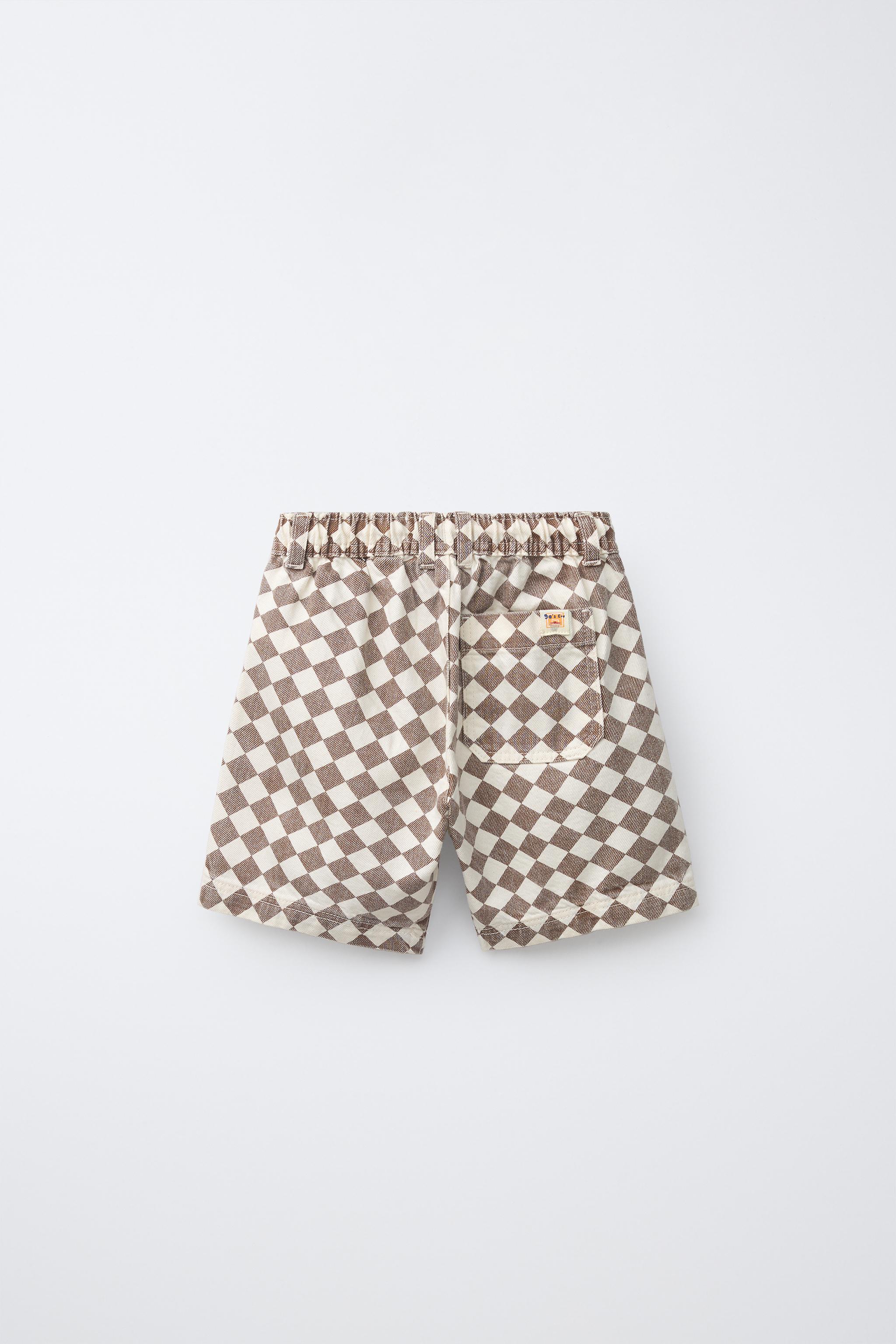 Детские шорты Zara CHECKERED TWILL SHORTS — фото 3