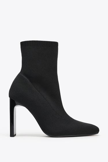 Zara FABRIC HEELED ANKLE BOOTS - Black - Image 0