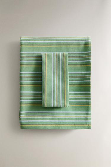 MANTEL RAYAS MULTICOLOR - Verde de Zara