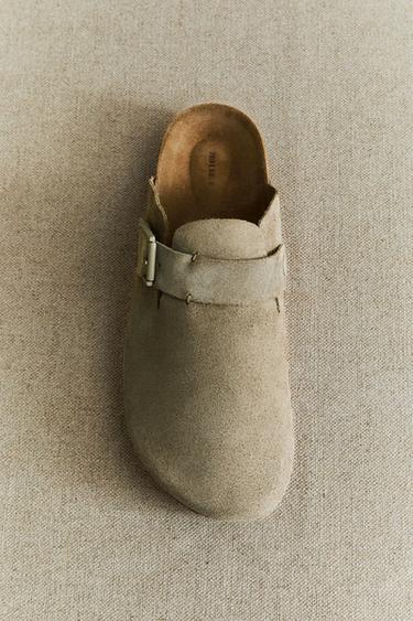 LEATHER CLOGS WITH BUCKLE AND TOPSTITCHING DETAIL - Green by Zara - Image 5