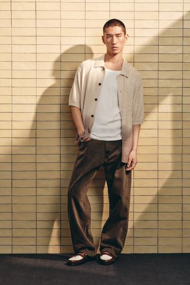 Zara BAGGY-FIT 褪色牛仔褲 - 深棕色