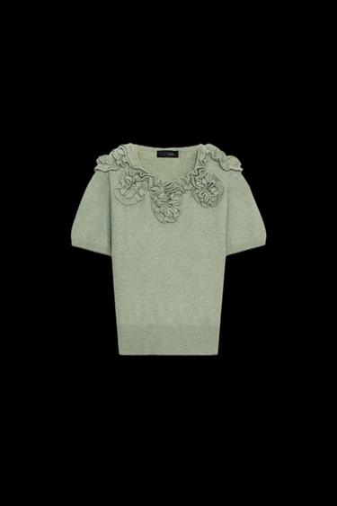 FLORAL KNIT SWEATER - Moss green by Zara - Image 0