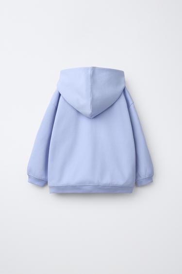 SWEAT ZIPPÉ INTERLOCK AVEC INSCRIPTION EN RELIEF - Bleu pastel de Zara - Image 1