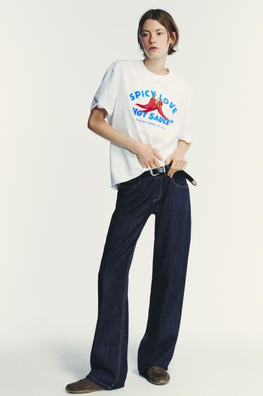 Zara TEXT PRINT T-SHIRT - White