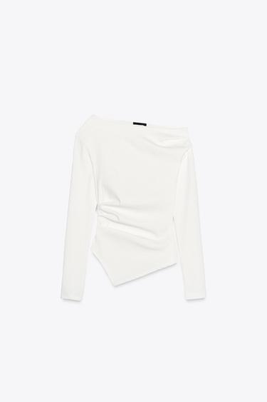 ASYMMETRIC STRETCH TOP - White by Zara