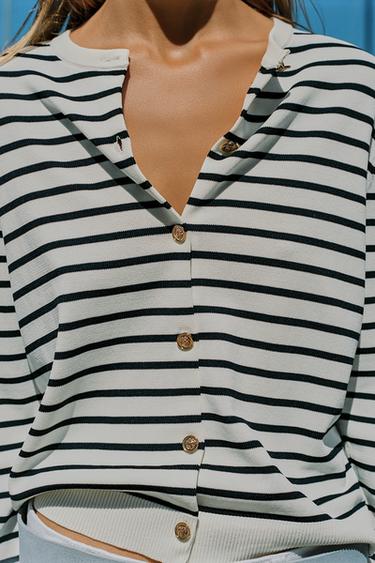 STRIPED KNIT CARDIGAN - striped by Zara