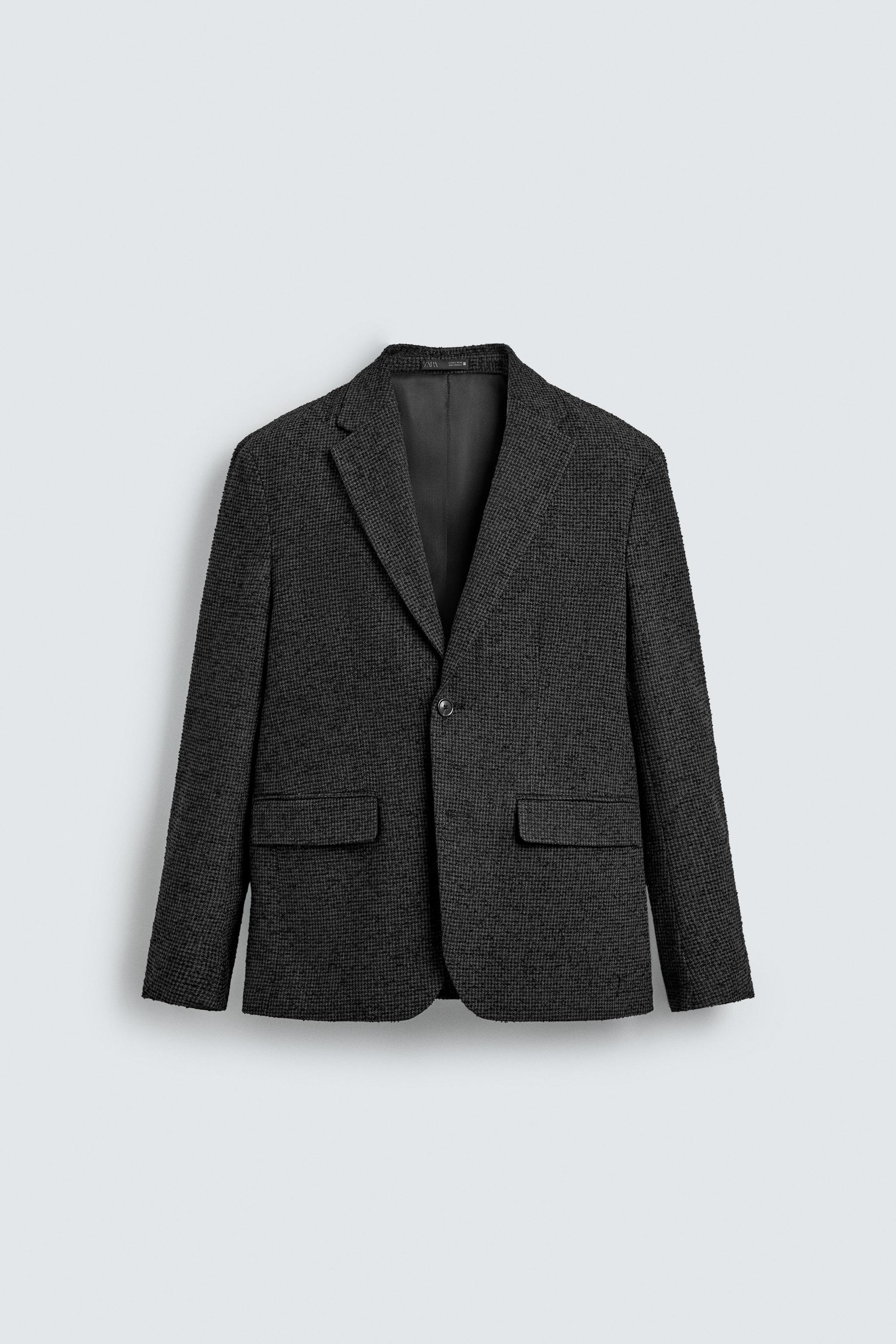 BouclÉ Houndstooth Blazer - Anthracite Grey