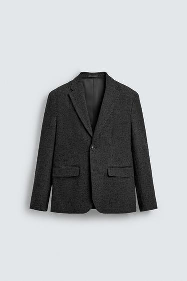 BOUCLÉ HOUNDSTOOTH BLAZER - Anthracite Grey by Zara