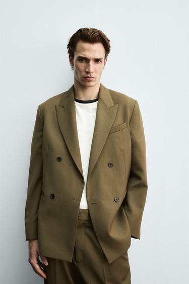 VESTE DE COSTUME À BOUTONNAGE CROISÉ ÉDITION LIMITÉE - Vert olive de Zara - Image 4