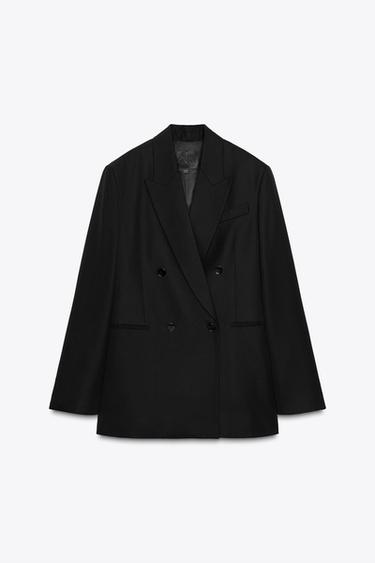 Zara ZW COLLECTION LIMITED EDITION STRIPED WOOL BLEND BLAZER - Black - Image 0