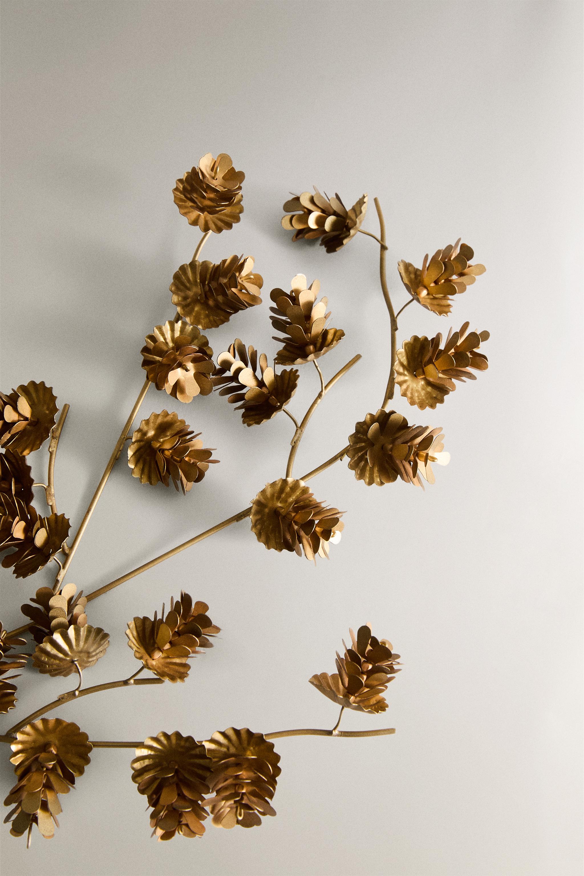 ANTIQUE-FINISH CHRISTMAS PINE CONE BRANCH ORNAMENT