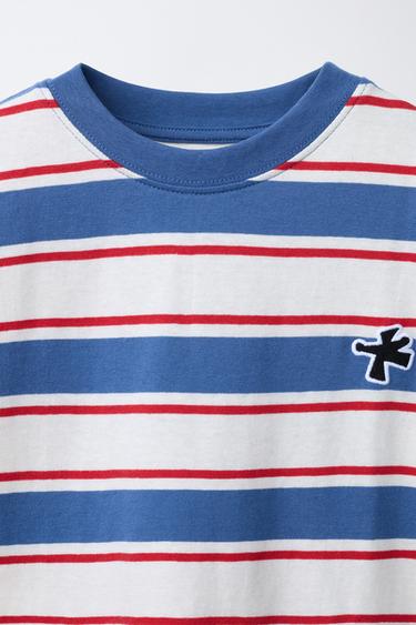 STRIPED T-SHIRT WITH LOGO PATCH - striped by Zara - Image 2