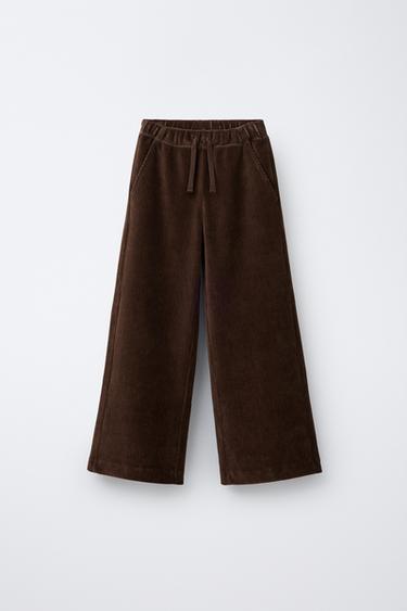 WIDE-LEG CORDUROY TROUSERS - Brown by Zara - Image 0