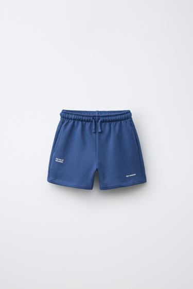 SLOGAN PRINT BERMUDA SHORTS - Blue by Zara - Image 0
