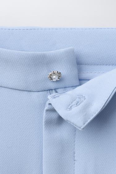 TAILORED FIT TROUSERS WITH GEM BUTTONS - Blue / Lavender by Zara - Image 2