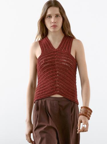 Top crochet punto calado - Teja de Zara