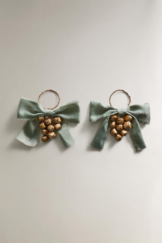 PACK OF CHRISTMAS SLEIGH BELL NAPKIN RINGS (PACK OF 2) - Green | ZARA ...