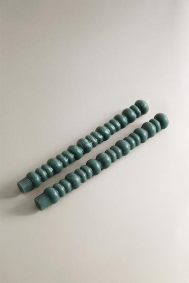 PACK BOUGIES DÉCORATIVES ONDULÉES (PACK DE 2) - Bleu clair de Zara - Image 1