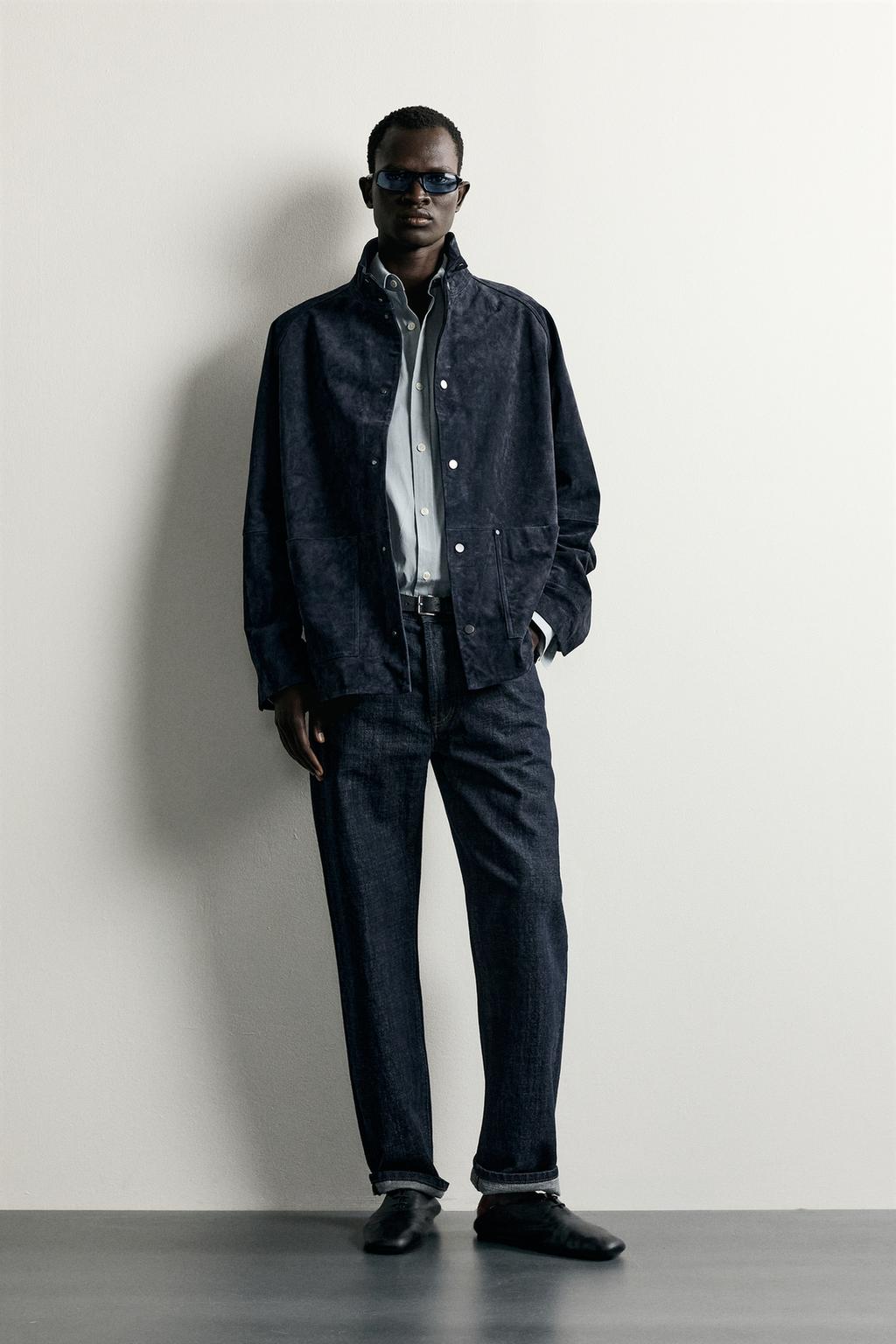 Zara Relaxed fit süet dəri parka